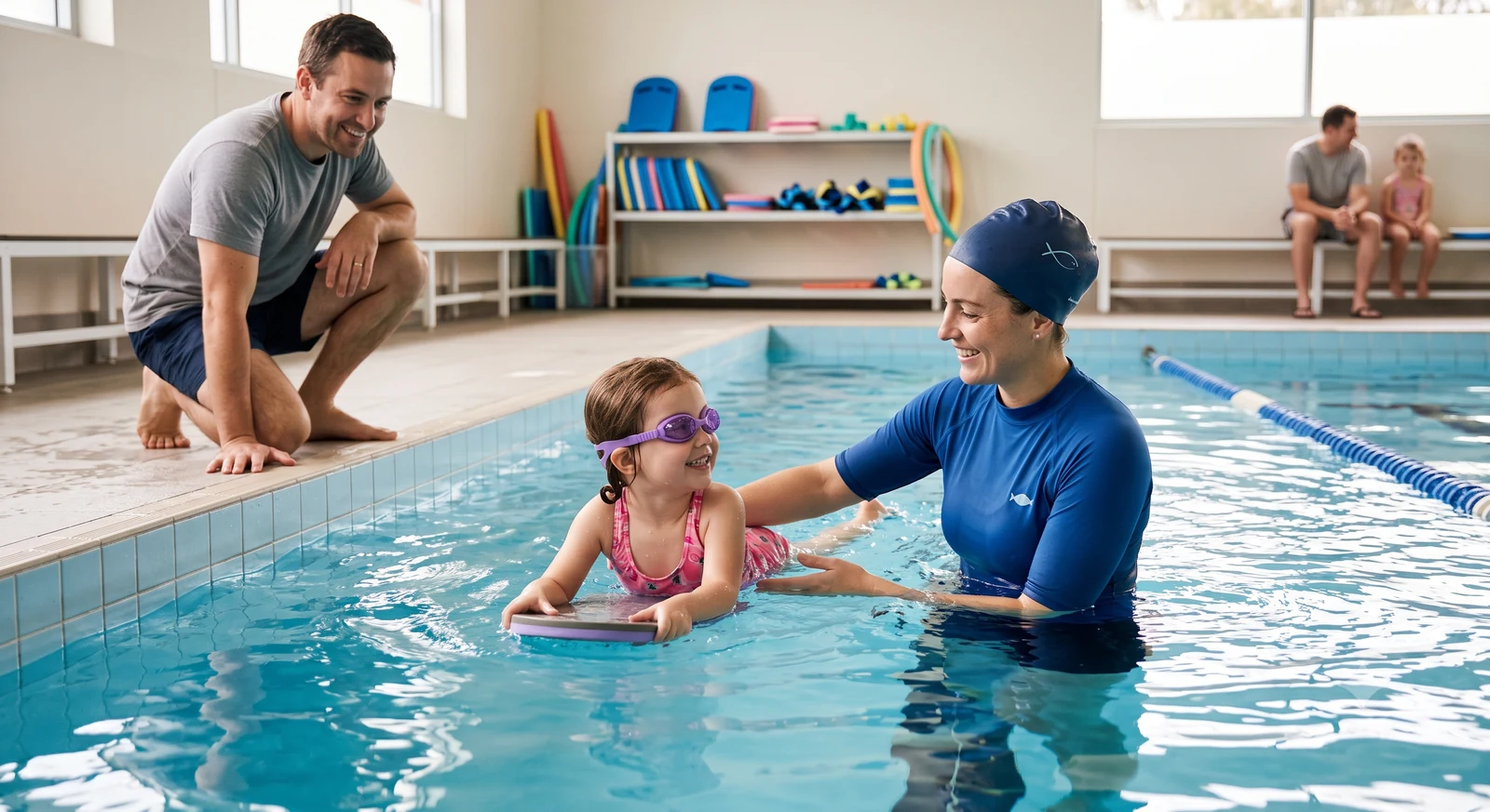 Instructora trabajando individualmente con un niño
